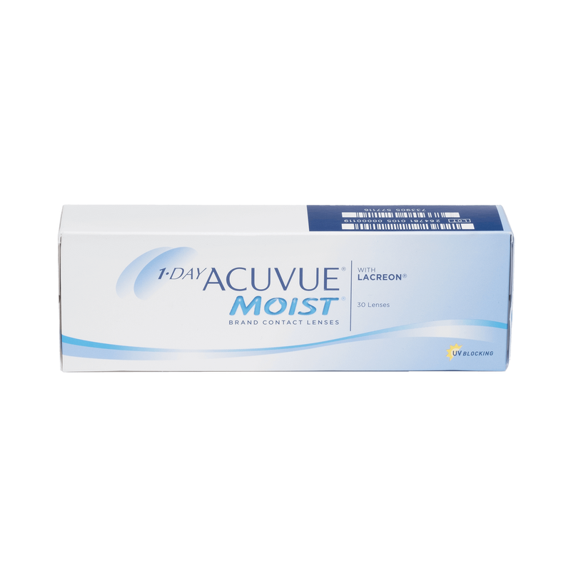 1-Day Acuvue Moist Contact Lenses 30 pack box